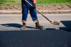 Workers on a road construction